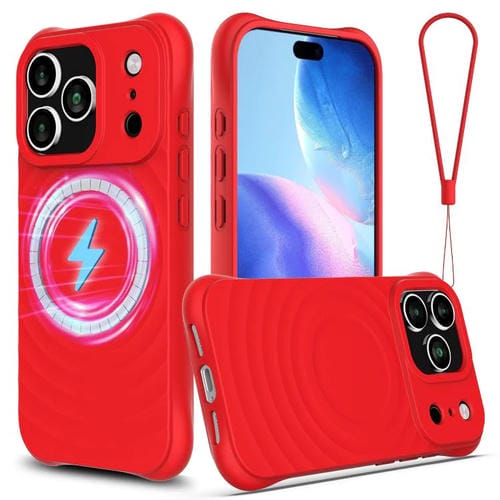 Funda de silicona líquida magnética MagSafe con textura ondulada para iPhone 17 Pro (roja)