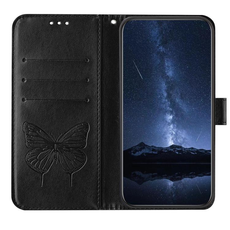 Funda de Cuero para OnePlus Ace 5 Pro y Ace 5 con Diseño Mariposa en Relieve (Negra)