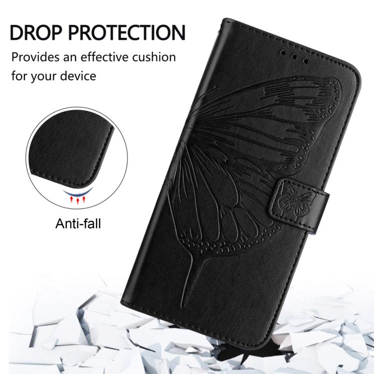 Funda de Cuero para OnePlus Ace 5 Pro y Ace 5 con Diseño Mariposa en Relieve (Negra)