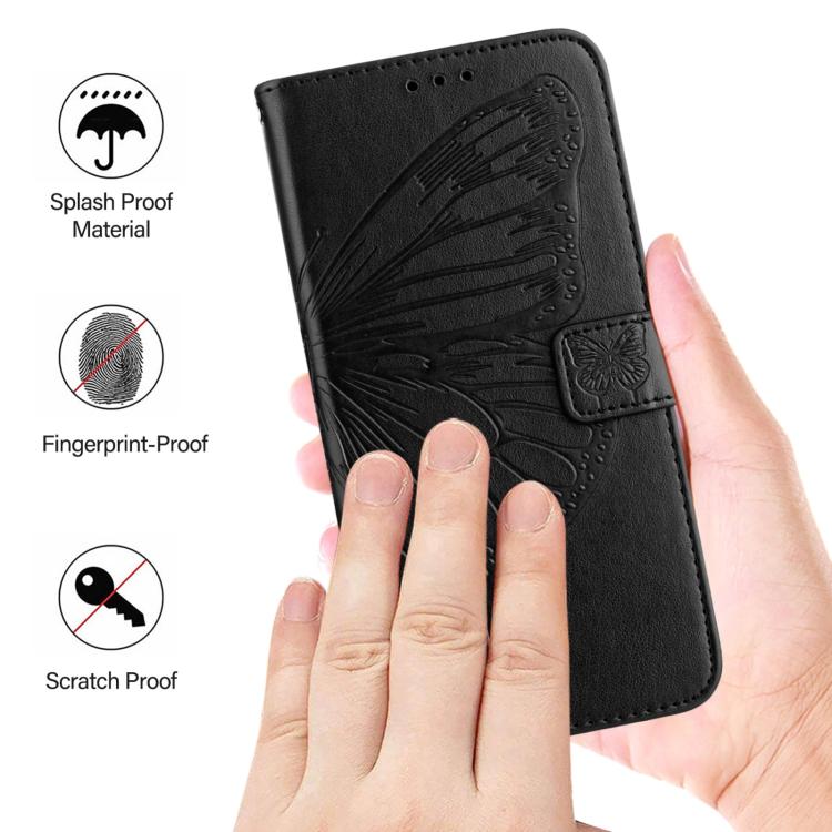 Funda de Cuero para OnePlus Ace 5 Pro y Ace 5 con Diseño Mariposa en Relieve (Negra)