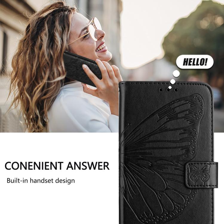 Funda de Cuero para OnePlus Ace 5 Pro y Ace 5 con Diseño Mariposa en Relieve (Negra)