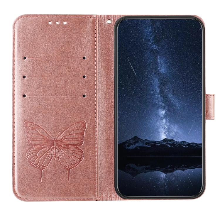 Funda de Cuero OnePlus Ace 5 Pro/Ace 5 con Diseño de Mariposa en Relieve (Oro Rosa)