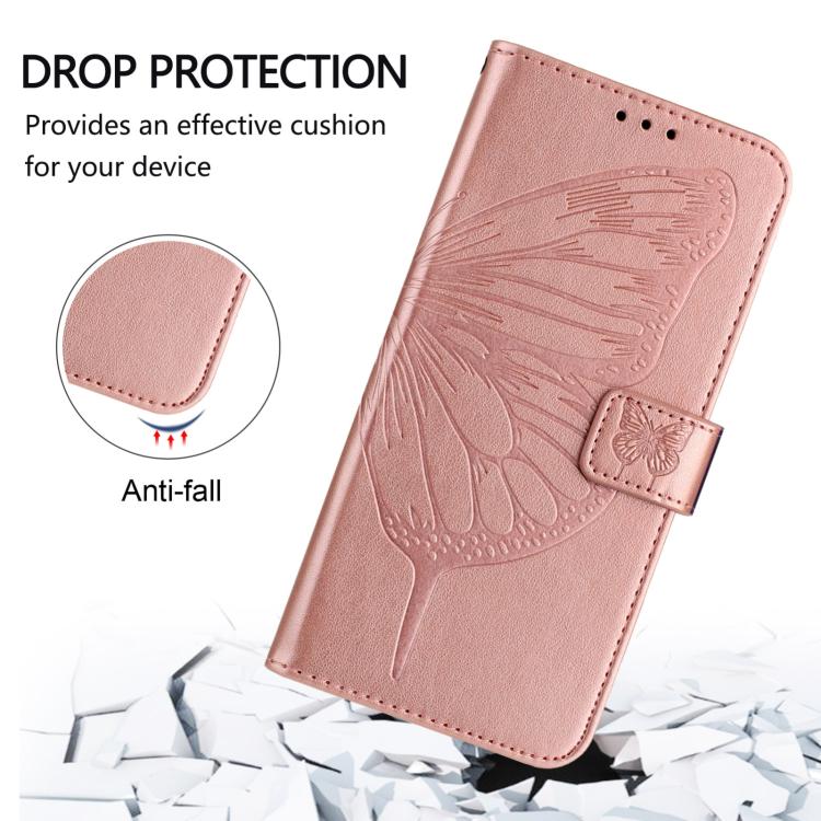 Funda de Cuero OnePlus Ace 5 Pro/Ace 5 con Diseño de Mariposa en Relieve (Oro Rosa)