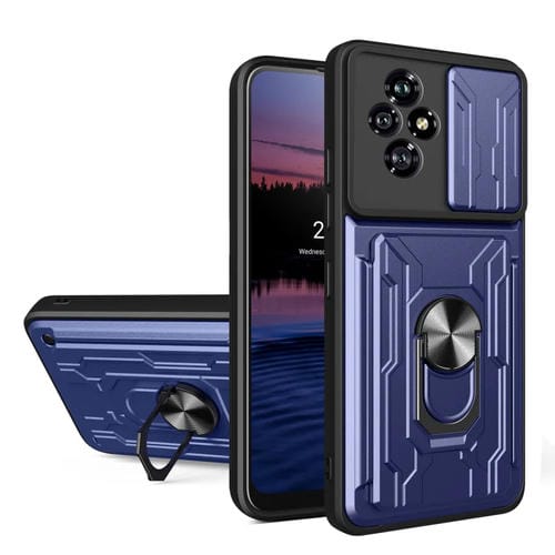 Funda para Honor 200 5G con Ranura para Tarjetas TPU y PC Deslizante Protección (Azul)