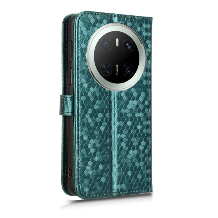 Funda de Cuero Huawei Mate 70 con Textura de Puntos Panal (Verde)