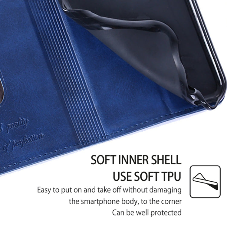 Funda de Cuero Magnética con Textura de Vaca para Teléfono Itel A50 4G (Azul)