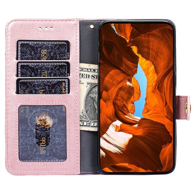 Funda de Cuero con Cremallera para Teléfono Itel S24 4G (Oro Rosa)