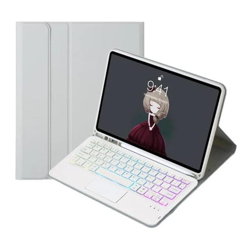 Funda para iPad Pro 11 2024 A13B-As Piel de Cordero Teclado Bluetooth Ranura Bolígrafo (Gris)