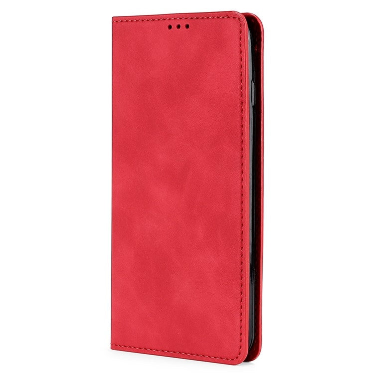 Funda de Cuero Magnética con Tacto de Piel para Itel P65 (Roja)