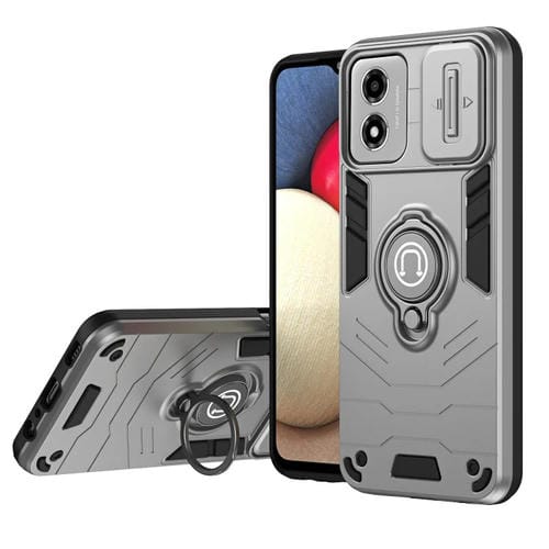 Funda para Teléfono Camshield con Soporte de Anillo para Motorola Moto E14 (Gris)
