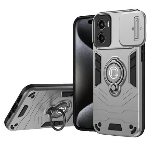 Funda para Teléfono Camshield con Soporte de Anillo para Motorola Moto G05 (Gris)