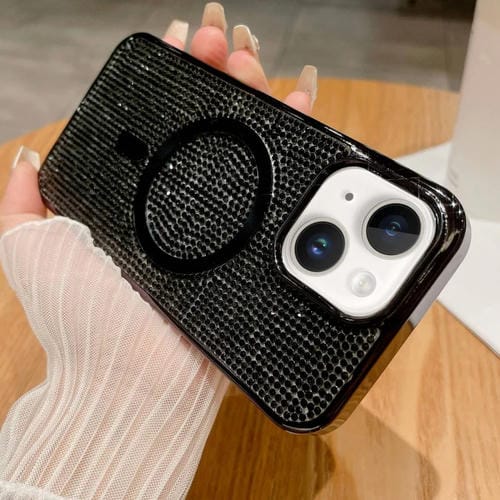 Funda para Teléfono iPhone 15 Magsafe Chapada en Diamantes (Negro) - MOVILSTORE