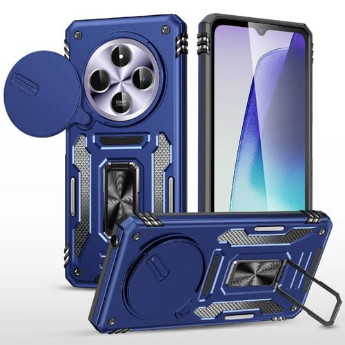 Funda Protectora para Teléfono Redmi 14C Armor PC + TPU con Cámara (Azul Marino)