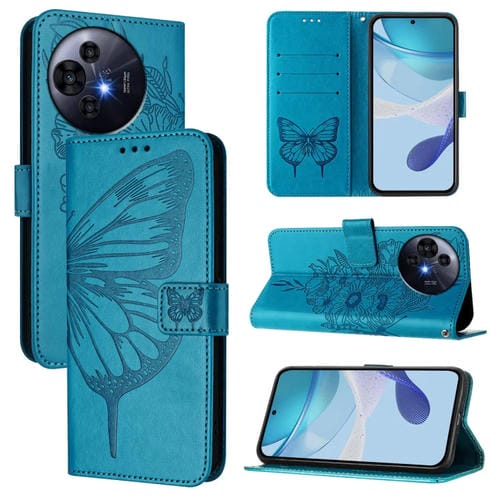 Funda de Cuero Nxtpaper con Relieve de Mariposa para TCL 50 Pro (Azul)