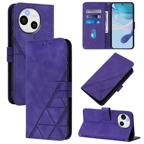 Funda de Cuero con Tapa y Relieve 3D para Sharp Aquos Sense9 Plus (Morado)