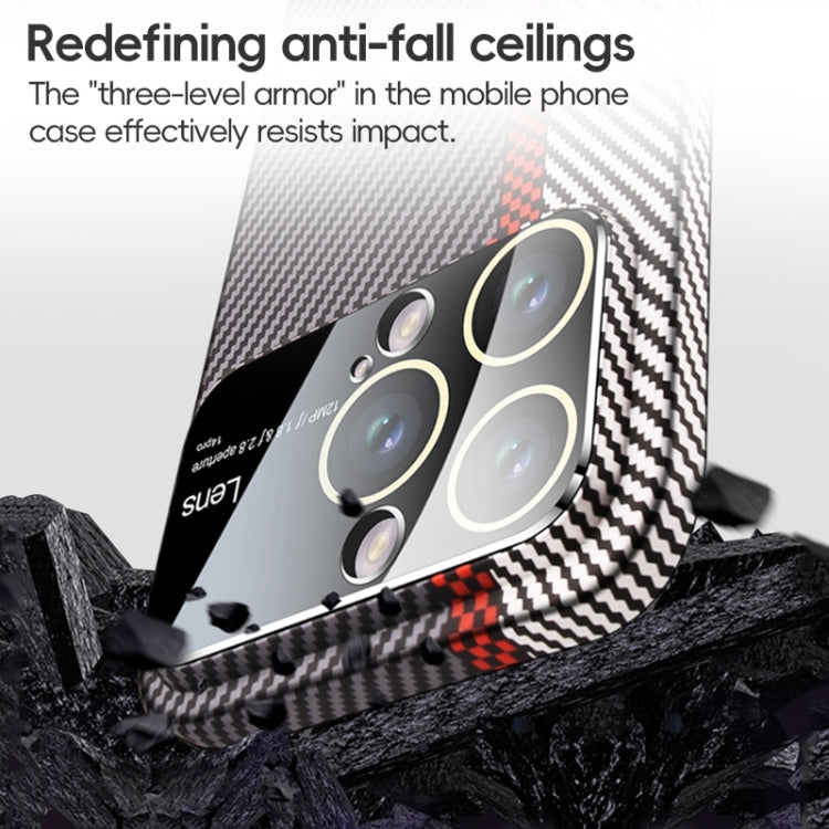 Funda para Teléfono iPhone 15 Fibra de Carbono a Prueba de Golpes con Ventana Grande (Azul Púrpura) - MOVILSTORE