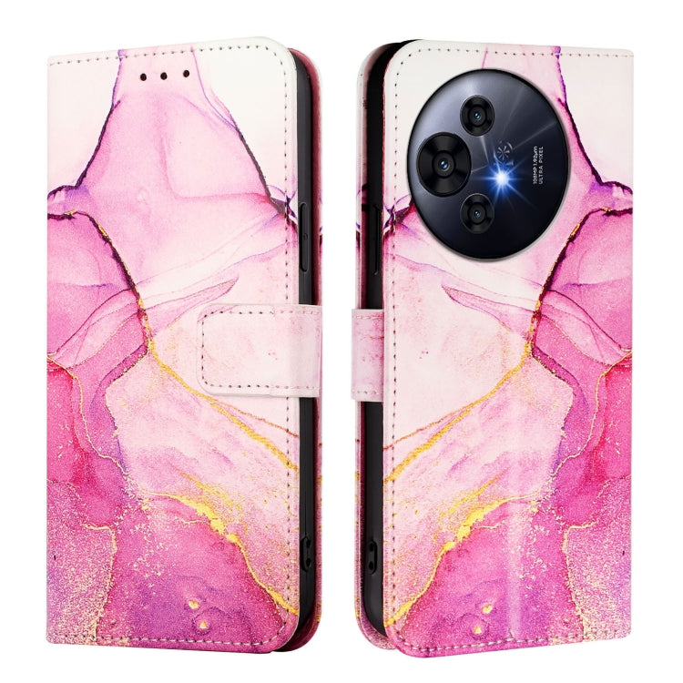 Funda de Cuero con Tapa para TCL 50 Pro Nxtpaper Pt003 con Diseño Mármol (Rosa, Morado y Dorado)