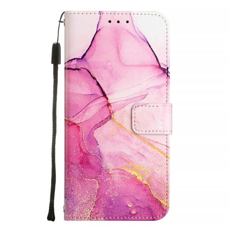 Funda de Cuero con Tapa para TCL 50 Pro Nxtpaper Pt003 con Diseño Mármol (Rosa, Morado y Dorado)