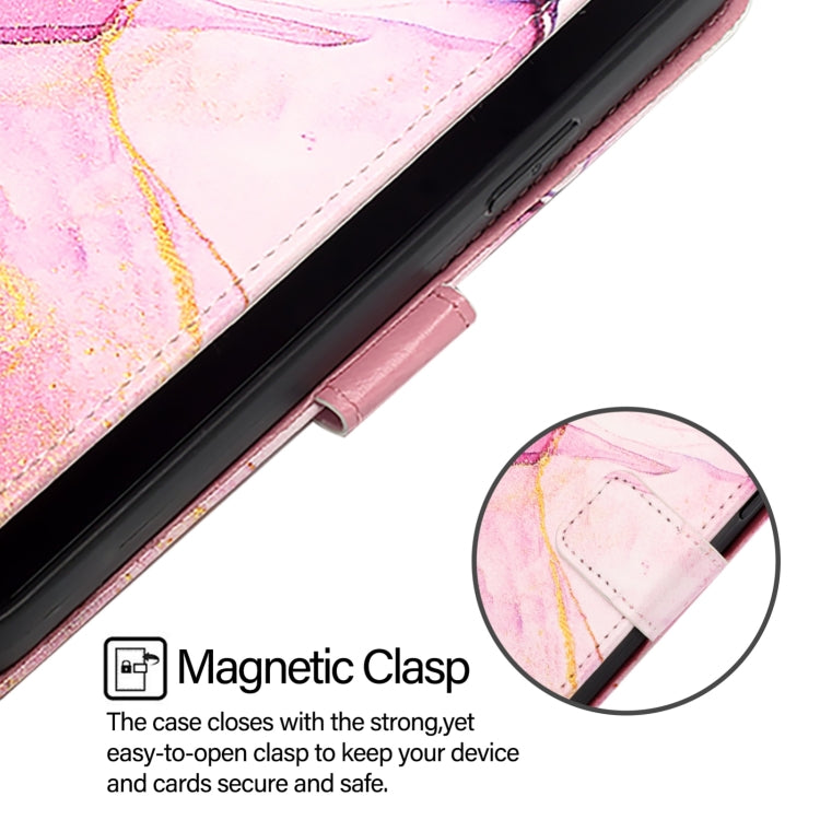 Funda de Cuero con Tapa para TCL 50 Pro Nxtpaper Pt003 con Diseño Mármol (Rosa, Morado y Dorado)