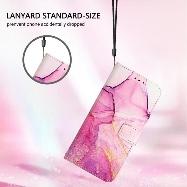 Funda de Cuero con Tapa para TCL 50 Pro Nxtpaper Pt003 con Diseño Mármol (Rosa, Morado y Dorado)
