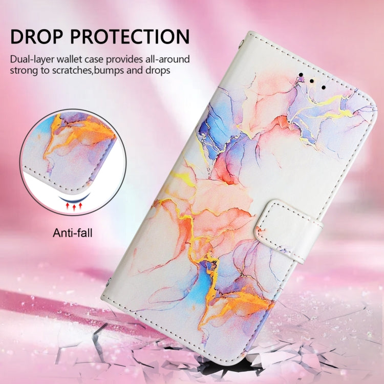 Funda de Cuero con Tapa para TCL 50 Pro Nxtpaper Pt003 con Diseño Mármol (Blanco Mármol Galaxy)