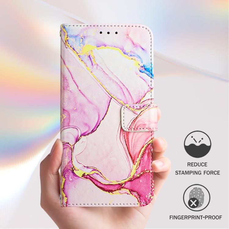 Funda de cuero con tapa y diseño de mármol para TCL 605/6SE PT003 (oro rosa)