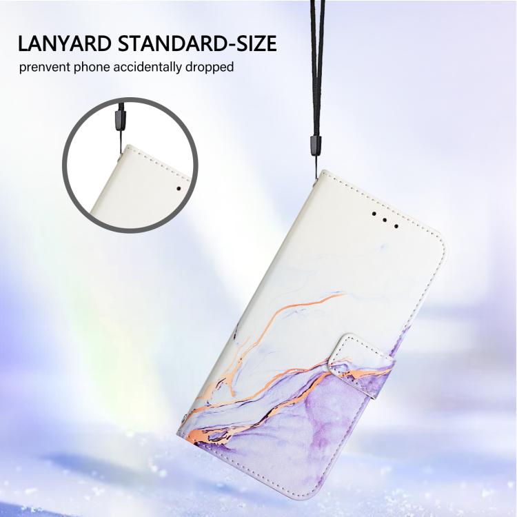 Funda de cuero con tapa y diseño de mármol para TCL 605/6SE PT003 (blanco y morado)