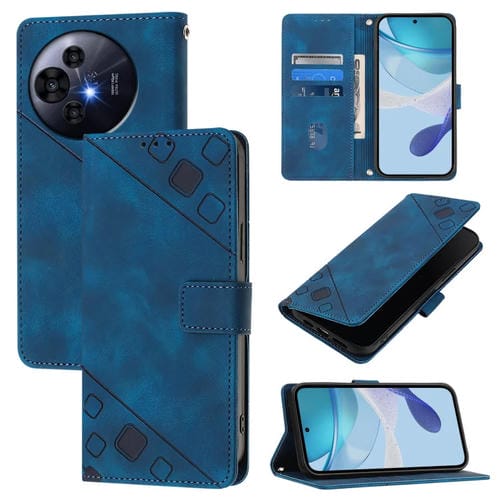 Funda de Cuero con Relieve Nxtpaper Skin Feel para Teléfono TCL 50 Pro (Azul)
