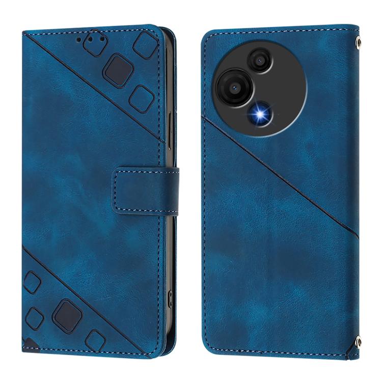 Funda de piel con relieve NxtPaper/605 para TCL 60 SE (azul)