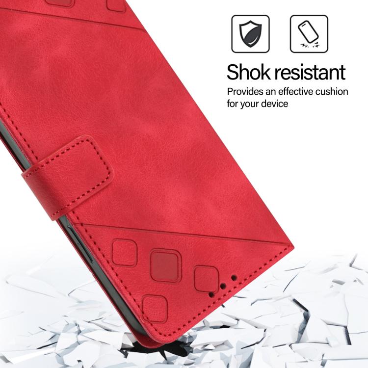 Funda de piel con relieve para Infinix Smart 10 4G / Tecno Pop 10 (roja)