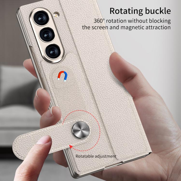 Funda de cuero con tapa integrada GKK para Samsung Galaxy Z Fold7 5G con ranura para bolígrafo (no incluye lápiz óptico) (plateada)
