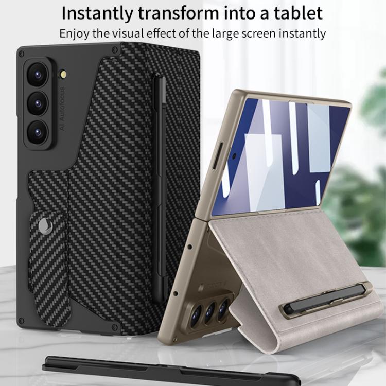Funda de cuero con tapa y protección integrada GKK para Samsung Galaxy Z Fold7 5G con ranura para bolígrafo (no incluye lápiz óptico) (gris titanio)