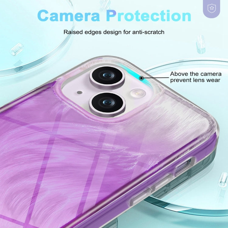 Funda para Teléfono iPhone 15 2 En 1 Imd Gradient Feather PC y TPU (Púrpura) - MOVILSTORE