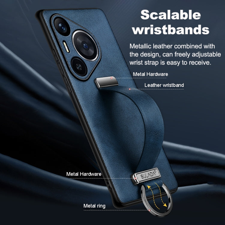 Funda Híbrida Sulada para Huawei Nova 12 / Nova 13 con Textura de Cuero y Protección Antigolpes (Rojo)