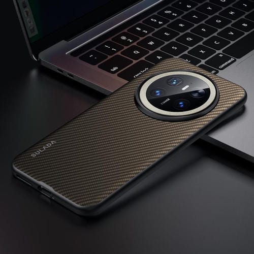 Funda para Teléfono Sulada 600D Kevlar Texture PC a Prueba de Golpes para Huawei Mate 70 (Marrón)