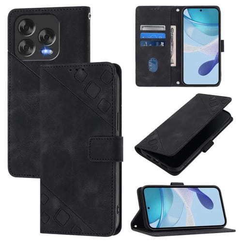 Funda de Piel Sintética con Relieve para ZTE Blade V70 (Negra)