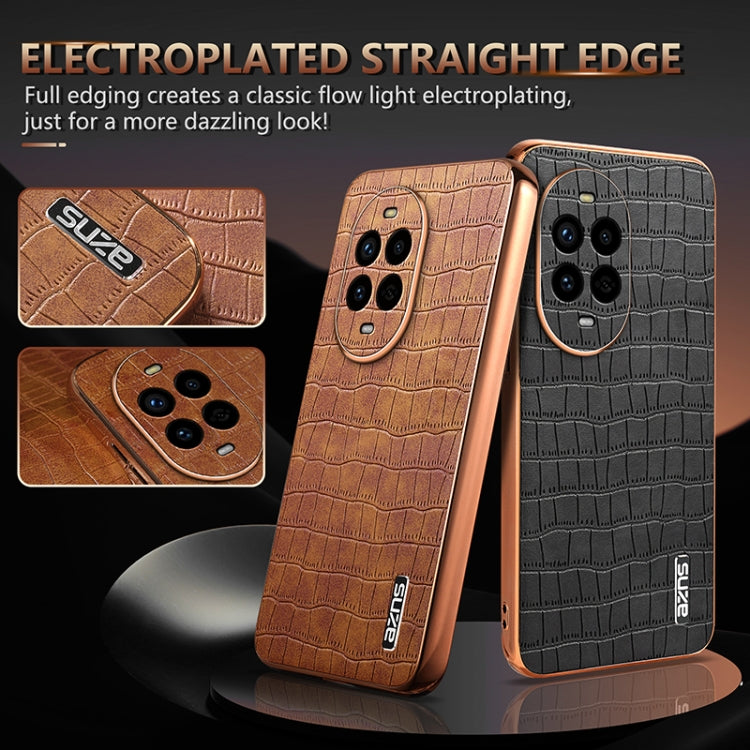 Funda para Teléfono Azns con Textura de Cocodrilo y Marco Galvanizado para Huawei Nova 13 Pro (Blanca)