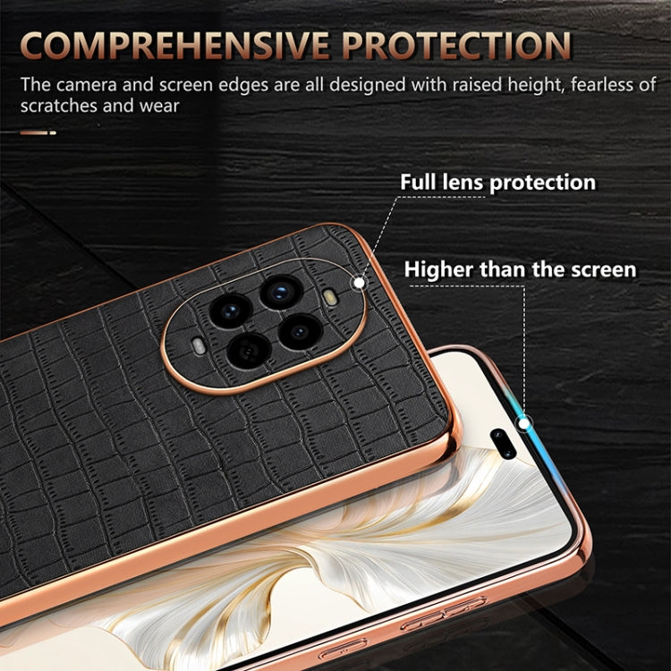 Funda para Teléfono Azns con Textura de Cocodrilo y Marco Galvanizado para Huawei Nova 13 Pro (Blanca)