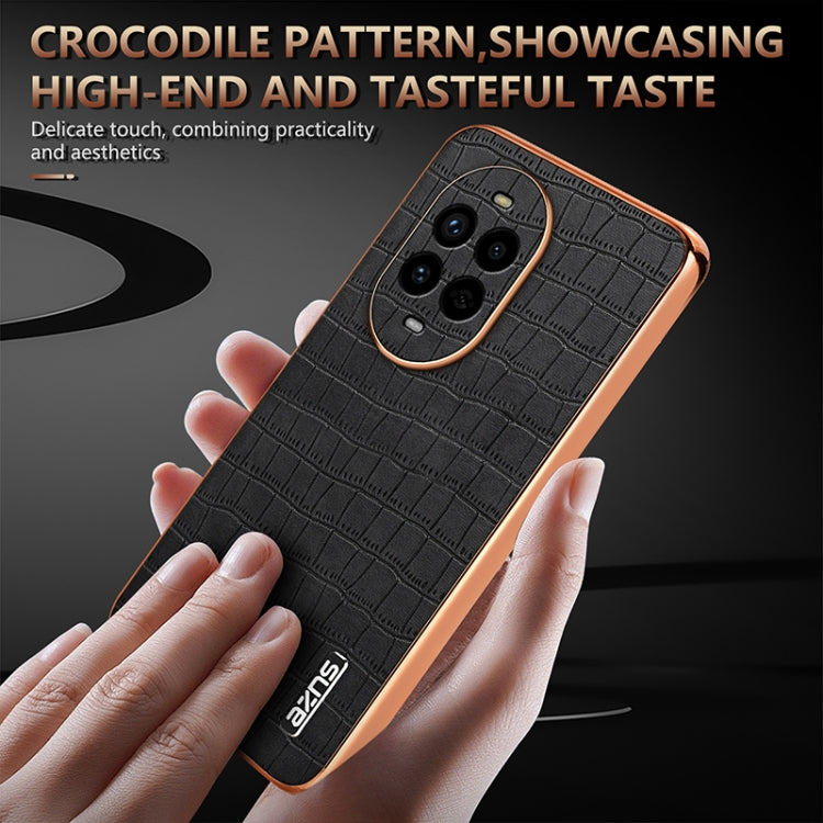 Funda para Teléfono Azns con Textura de Cocodrilo y Marco Galvanizado para Huawei Nova 13 Pro (Blanca)