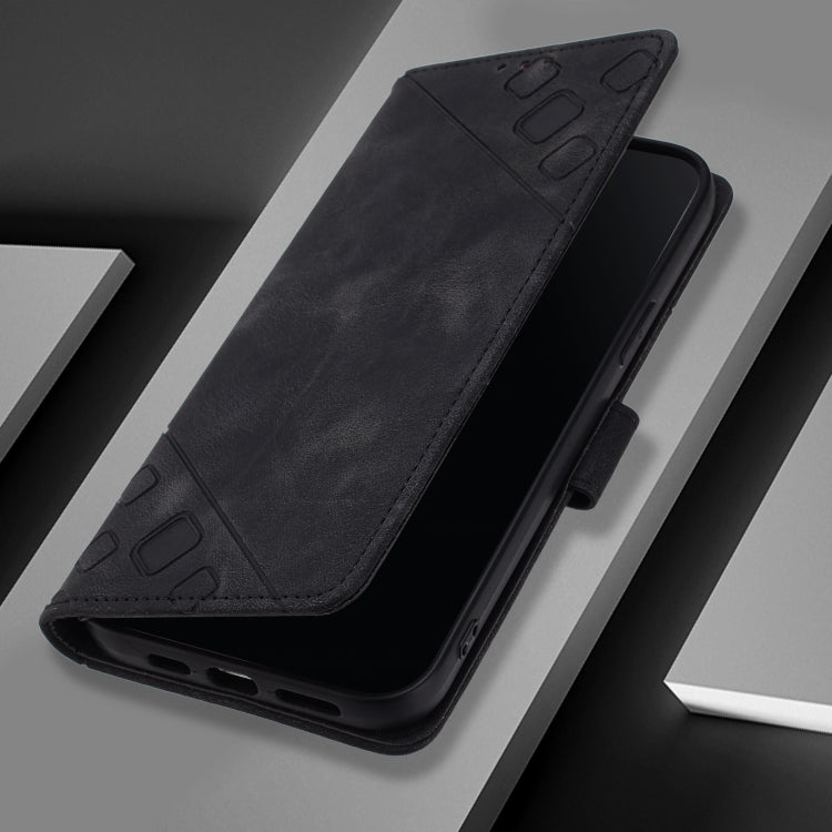 Funda de Cuero con Relieve para Teléfono BlackView Wave 8C (Negro)