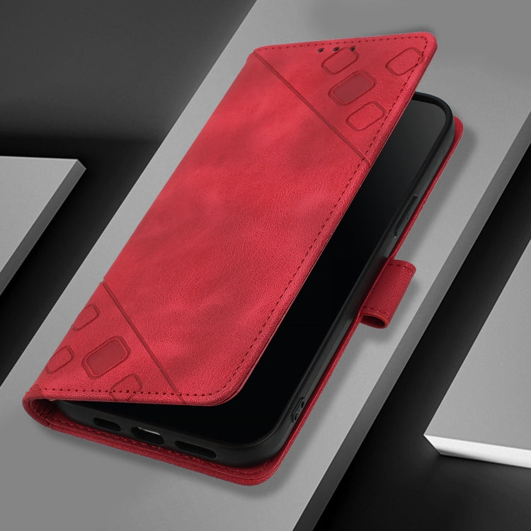Funda de Cuero con Relieve para Teléfono BlackView Wave 8C (Rojo)