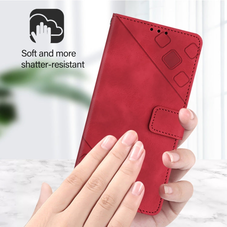 Funda de Cuero con Relieve para Teléfono BlackView Wave 8C (Rojo)