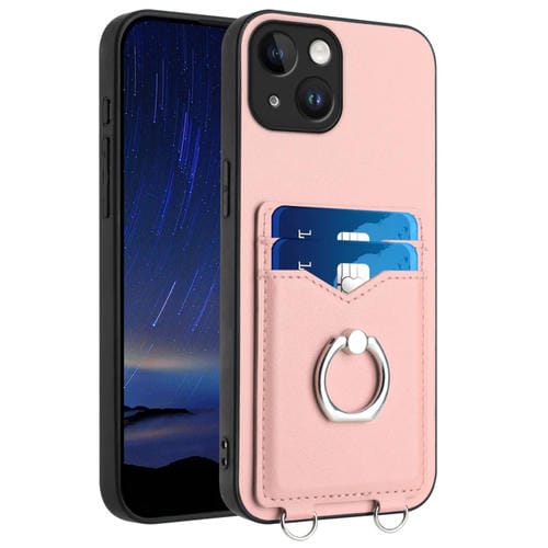 Estuche para Teléfono iPhone 15 R20 con Soporte para Tarjeta con Anillo (Rosa) - MOVILSTORE