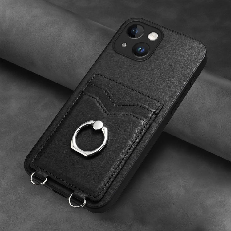 Estuche para Teléfono iPhone 15 R20 con Soporte para Tarjeta y Anillo (Negro) - MOVILSTORE