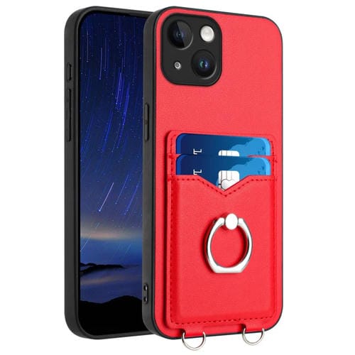 Estuche para Teléfono iPhone 15 R20 con Soporte para Tarjeta con Anillo (Rojo) - MOVILSTORE