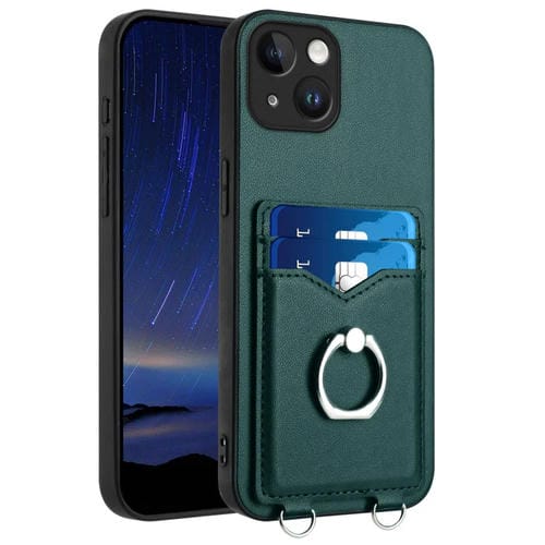 Funda para Teléfono iPhone 15 R20 con Tarjetero y Anillo (Verde) - MOVILSTORE