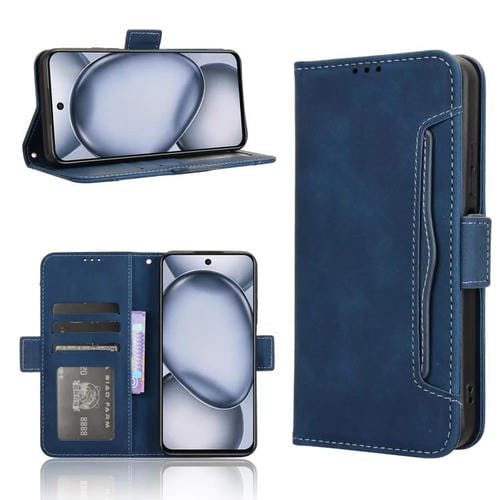 Funda de Piel con Textura de Becerro y Ranuras para Tarjetas para Itel A80 4G (Azul)