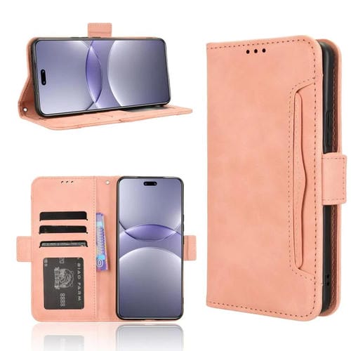 Funda de Cuero con Textura Piel de Becerro y Ranuras para Tarjetas para Huawei Nova 13 Pro 5G (Rosa)