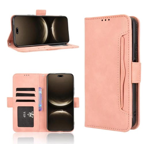 Funda de piel con textura de becerro y ranuras para tarjetas para Huawei Nova 14 Pro 5G (rosa)