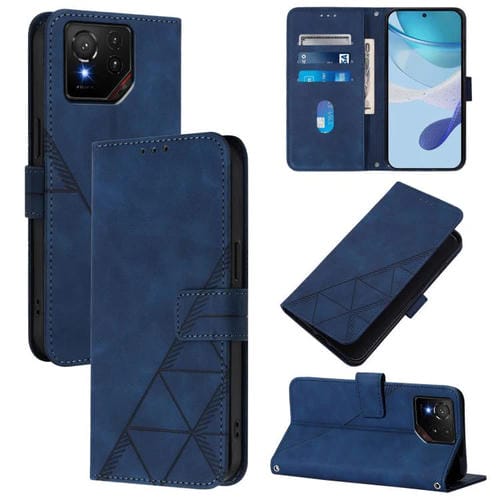 Funda de Cuero con Tapa y Relieve 3D para Asus Rog Phone 9/9 Pro (Azul)